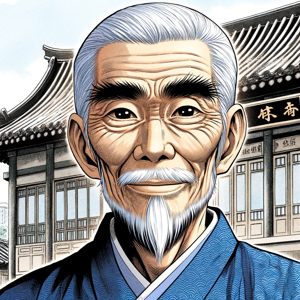 DALL·E 2024-01-08 14.56.50 - A manga panel set in 1990s China, featuring a 90-y.png