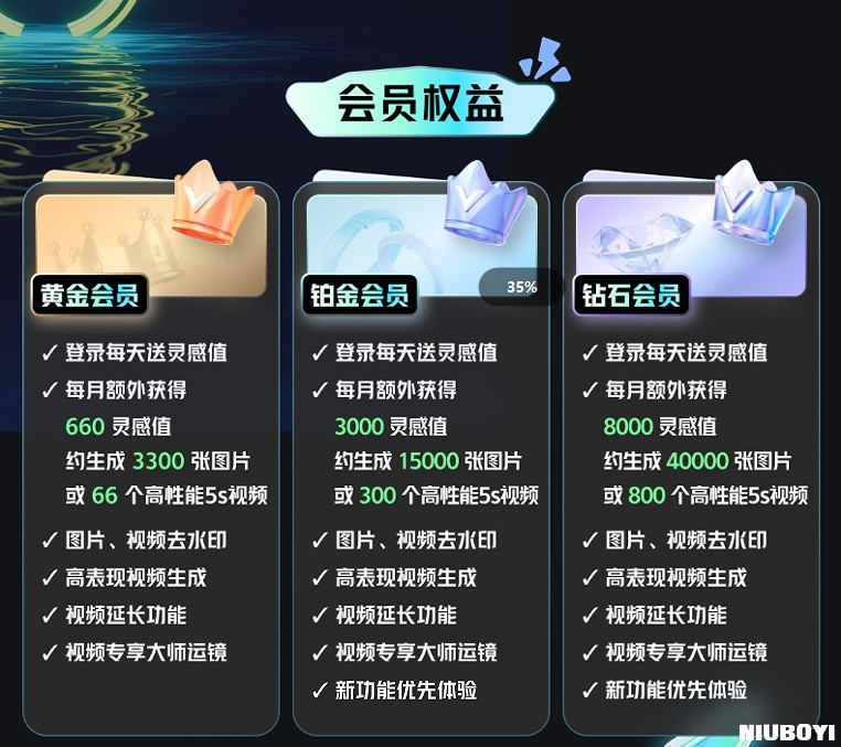 快手可灵-快手可灵开始收费，会员体系上线，首次收费会员价格最低33每月(3)